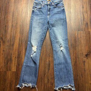 Mother Insider Crop Step Chew Dancing On The Coals Medium Wash Raw Hem Size 26